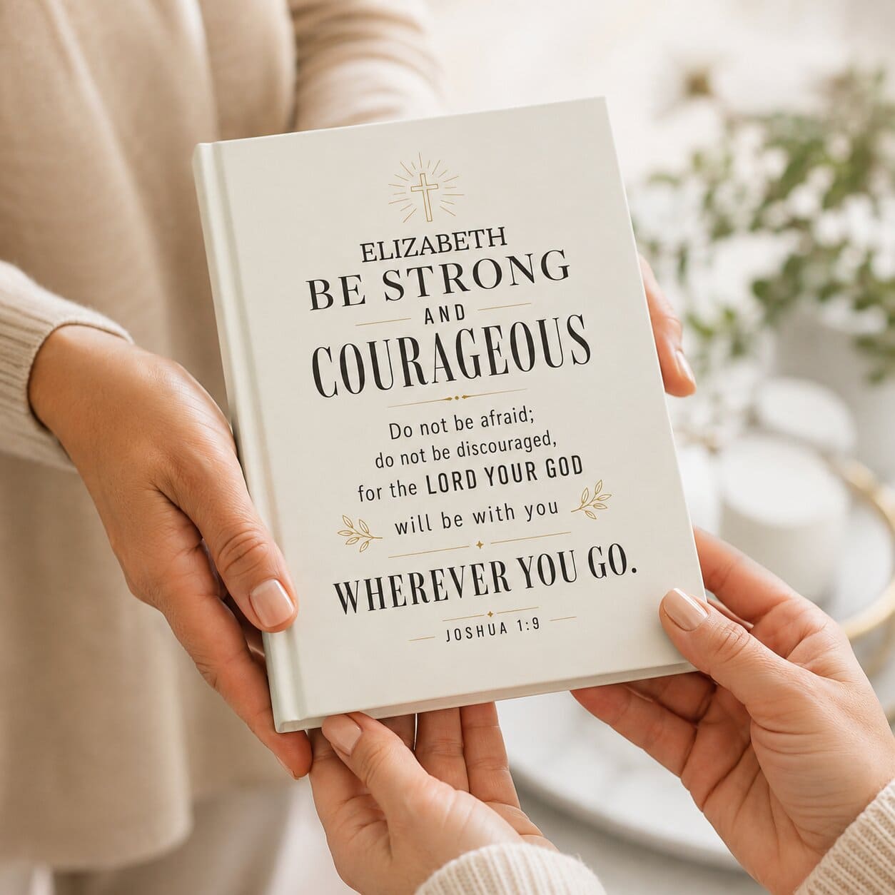 Be Strong and Courageous Hardcover Journal — Healing & Encouragement Gift for Illness (Joshua 1:9)
