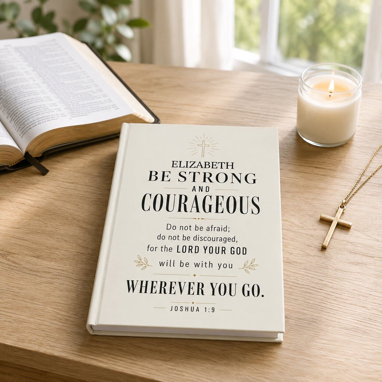 Be Strong and Courageous Hardcover Journal — Healing & Encouragement Gift for Illness (Joshua 1:9)