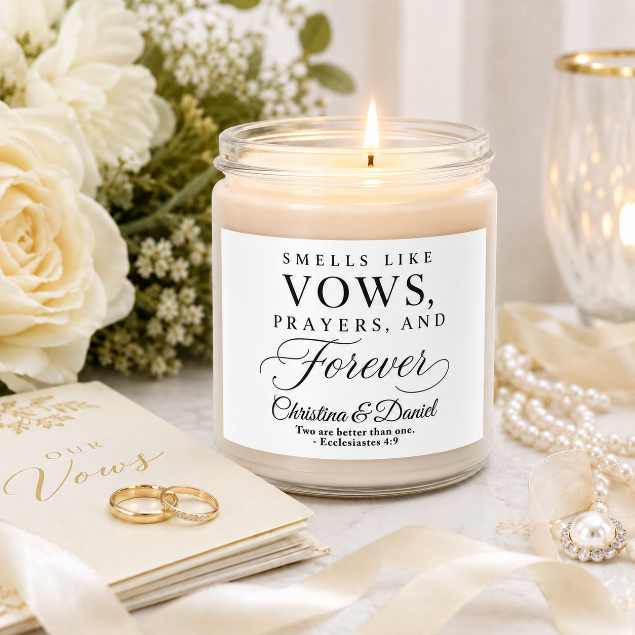 Eternal Vows and Prayers personalized wedding candle — Christian gift for couple | The Faith World