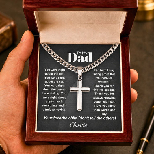 Cuban link chain cross necklace for dad silver — Your Favorite Child | Nordenzi