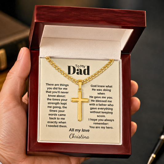Cuban link chain cross necklace for dad silver — You Are My Hero | Nordenzi