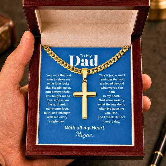 Cuban link chain cross necklace for dad silver — With All My Heart | Nordenzi