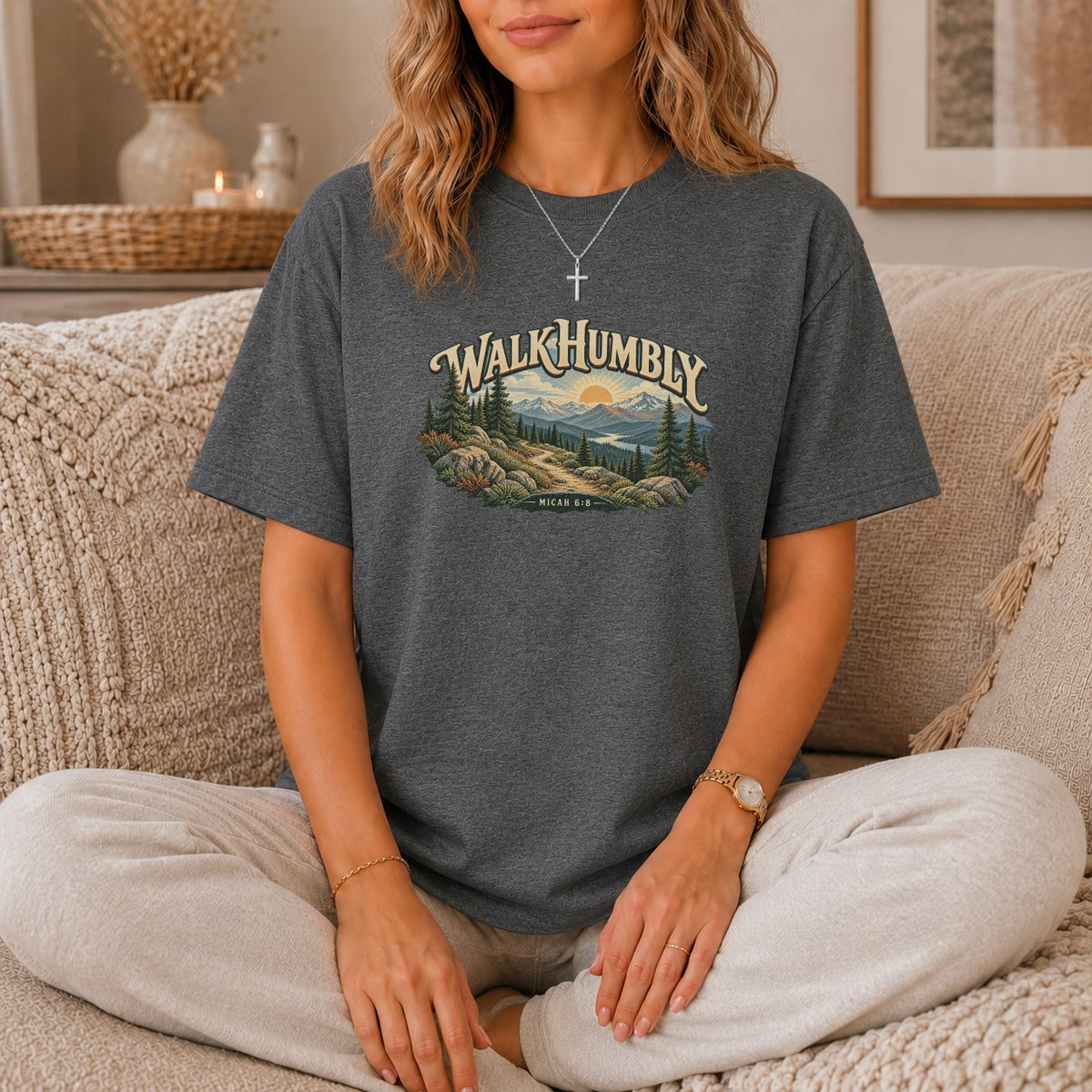 Walk Humbly Micah 6:8 Mountain T-Shirt