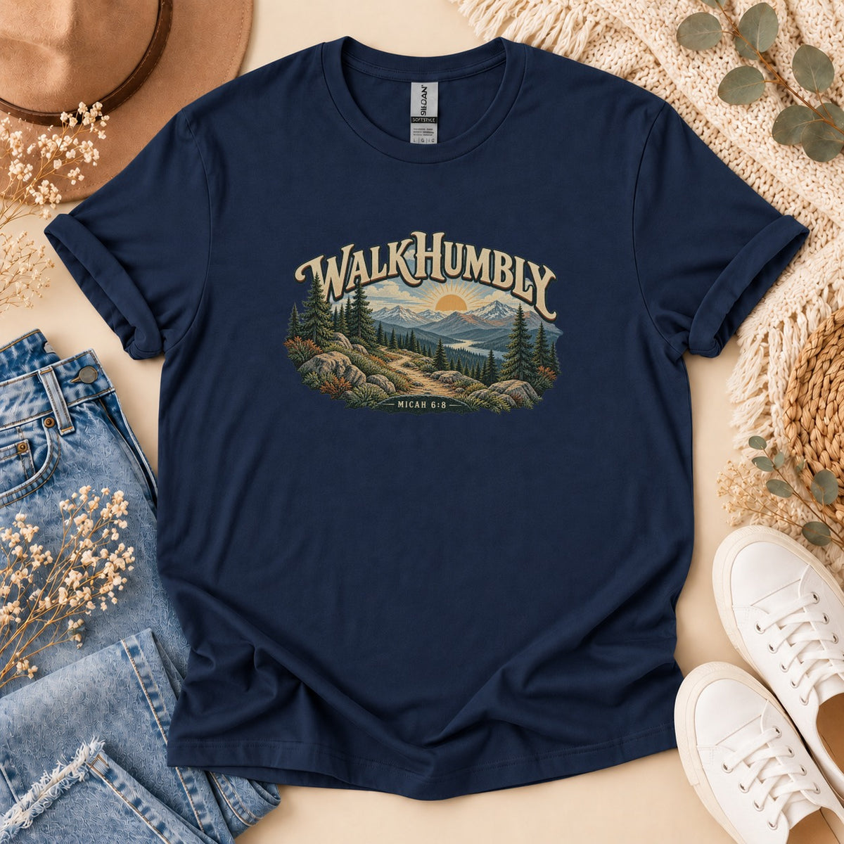 Walk Humbly Micah 6:8 Mountain T-Shirt