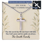 Personalized Cross Necklace for First Communion – Engraved Ball Chain Keepsake Gift