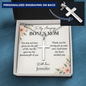 Personalized Cross Necklace for Bonus Mom with Ball Chain – Engraved Gift from Bonus Son or Daughter