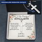 Personalized Cross Necklace for Bonus Mom with Ball Chain – Engraved Gift from Bonus Son or Daughter