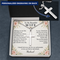 To My Beautiful Wife Cross Necklace – Engraved Soulmate Gift from Husband