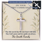 Personalized Cross Necklace for First Communion – Engraved Ball Chain Keepsake Gift