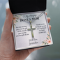Personalized Cross Necklace for Bonus Mom with Ball Chain – Engraved Gift from Bonus Son or Daughter