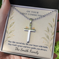 Personalized Cross Necklace for First Communion – Engraved Ball Chain Keepsake Gift