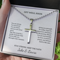 Get Well Soon Cross Necklace with Personalized Card – Engraved Faith Gift for Someone Sick