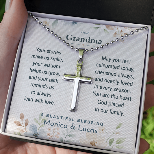 Dear Grandma — Cross Necklace with Ball Chain | A Beautiful Blessing Christian Gift