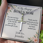 Personalized Cross Necklace for Bonus Mom with Ball Chain – Engraved Gift from Bonus Son or Daughter