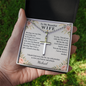 To My Beautiful Wife Cross Necklace – Engraved Soulmate Gift from Husband