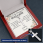 Personalized Cross Necklace for Bonus Mom with Ball Chain – Engraved Gift from Bonus Son or Daughter