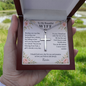 To My Beautiful Wife Cross Necklace – Engraved Soulmate Gift from Husband