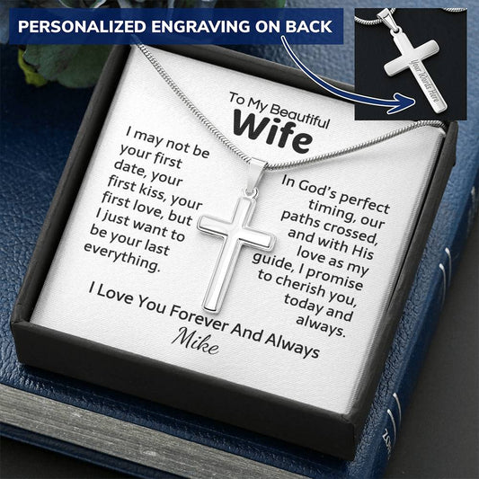 Engraved stainless steel cross necklace — Christian gift for him | Nordenzi