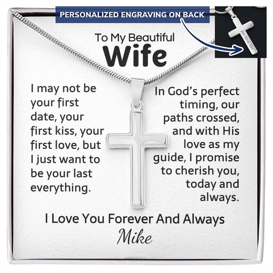 Engraved stainless steel cross necklace — Christian gift for him | The Faith World