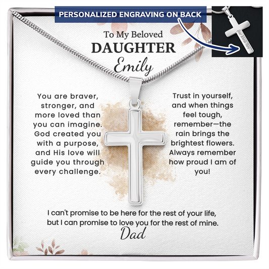 Personalized cross necklace with engraved message — Christian gift for daughter from Dad | The Faith World