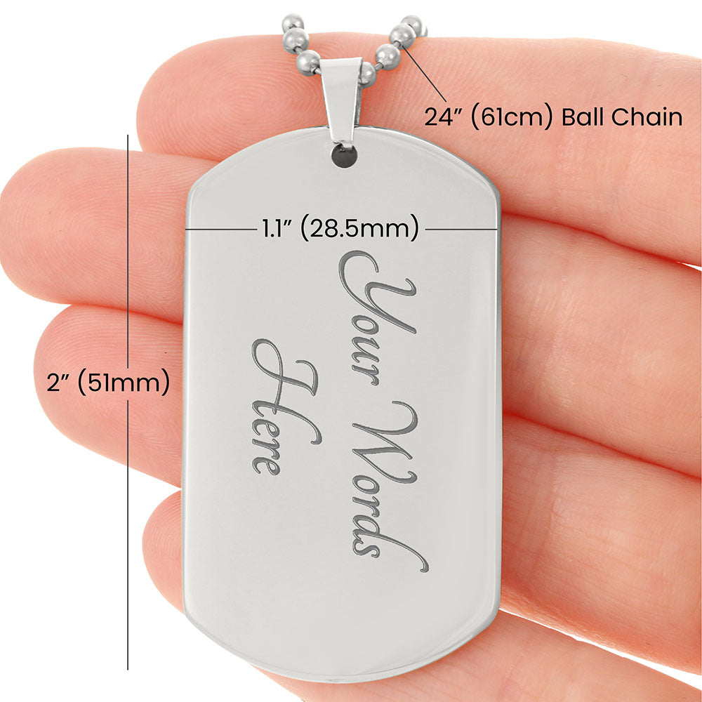 Luxury Christian dog tag necklace with Joshua 1:9 engraving — faith gift for him | Nordenzi