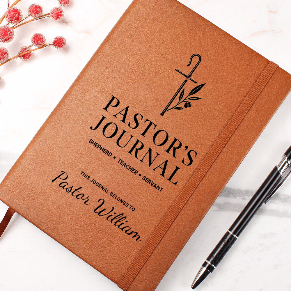 Pastor's Journal – Shepherd, Teacher, Servant | Personalized Leather Journal, Pastor Appreciation Gift