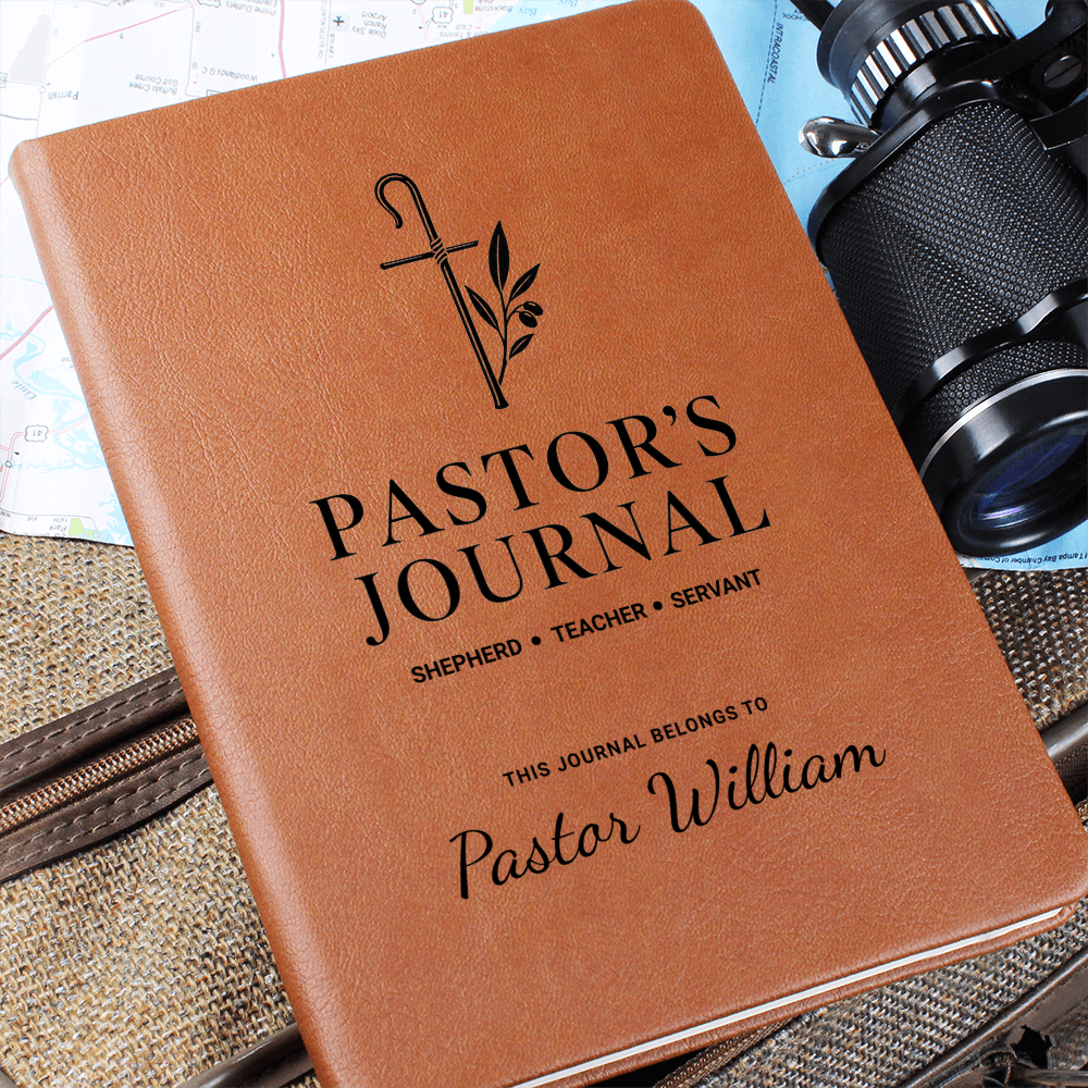 Pastor's Journal – Shepherd, Teacher, Servant | Personalized Leather Journal, Pastor Appreciation Gift