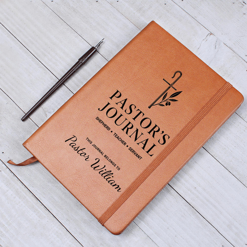 Pastor's Journal – Shepherd, Teacher, Servant | Personalized Leather Journal, Pastor Appreciation Gift