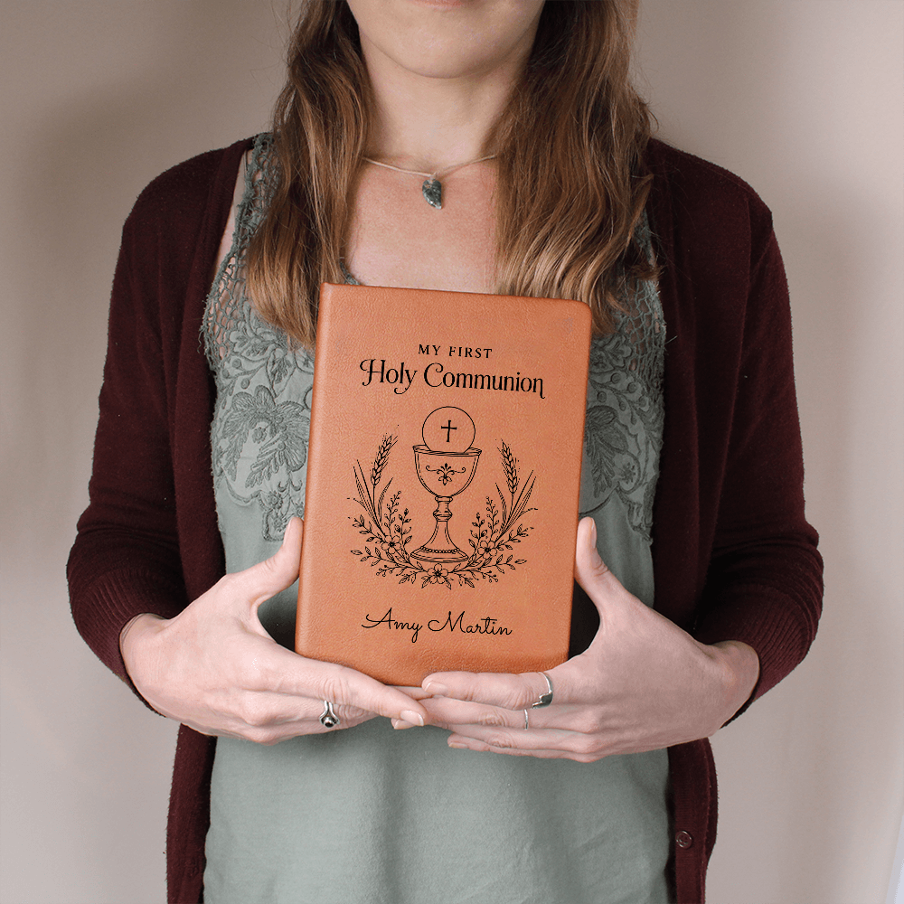 My First Holy Communion Journal — Personalized Keepsake with Chalice & Wheat Wreath Design
