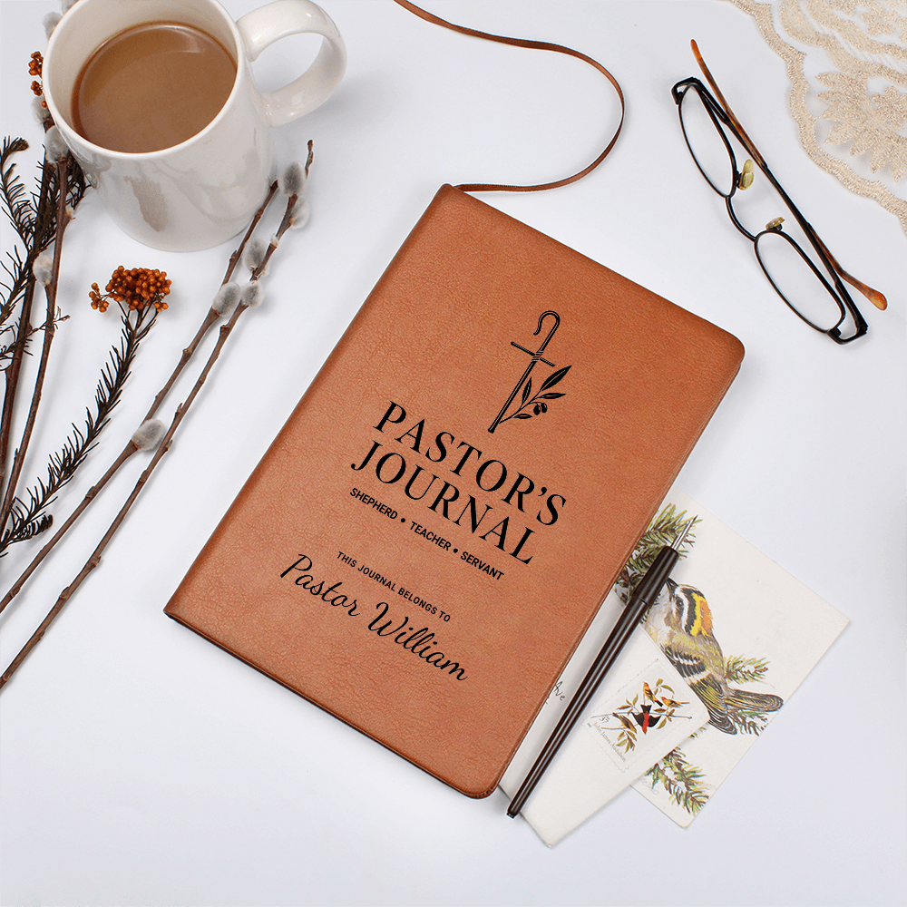 Pastor's Journal – Shepherd, Teacher, Servant | Personalized Leather Journal, Pastor Appreciation Gift