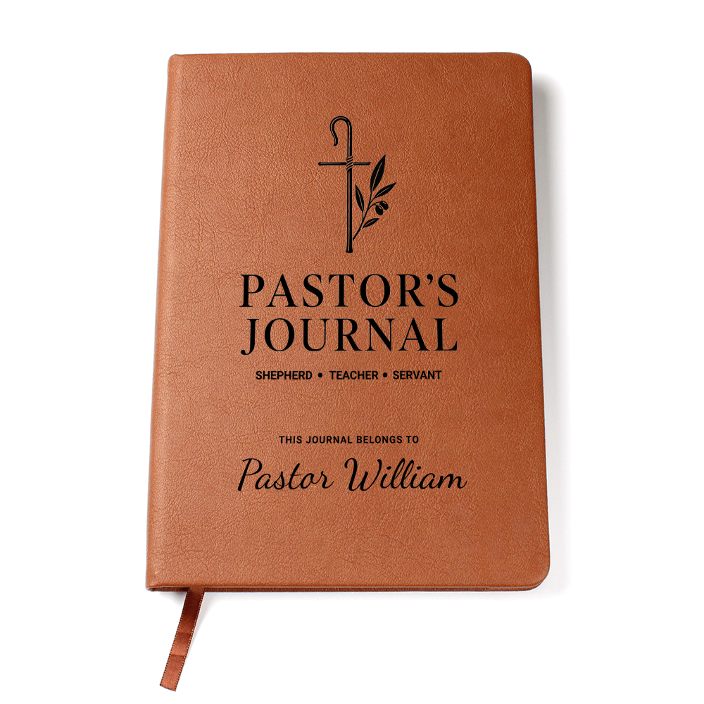 Pastor's Journal – Shepherd, Teacher, Servant | Personalized Leather Journal, Pastor Appreciation Gift