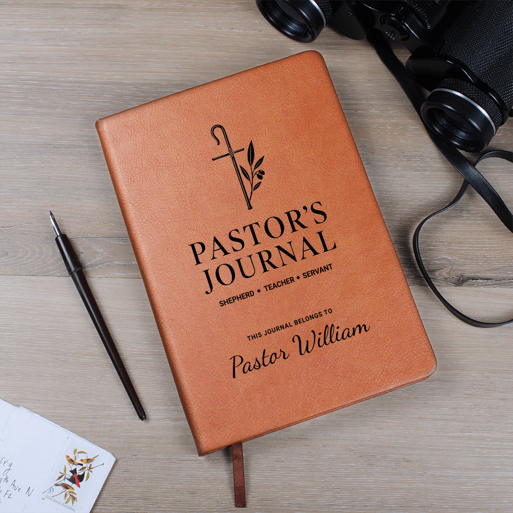 Pastor's Journal – Shepherd, Teacher, Servant | Personalized Leather Journal, Pastor Appreciation Gift