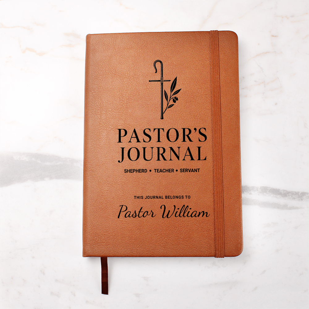 Pastor's Journal – Shepherd, Teacher, Servant | Personalized Leather Journal, Pastor Appreciation Gift