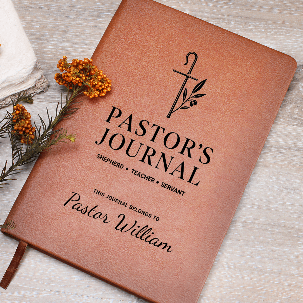 Pastor's Journal – Shepherd, Teacher, Servant | Personalized Leather Journal, Pastor Appreciation Gift