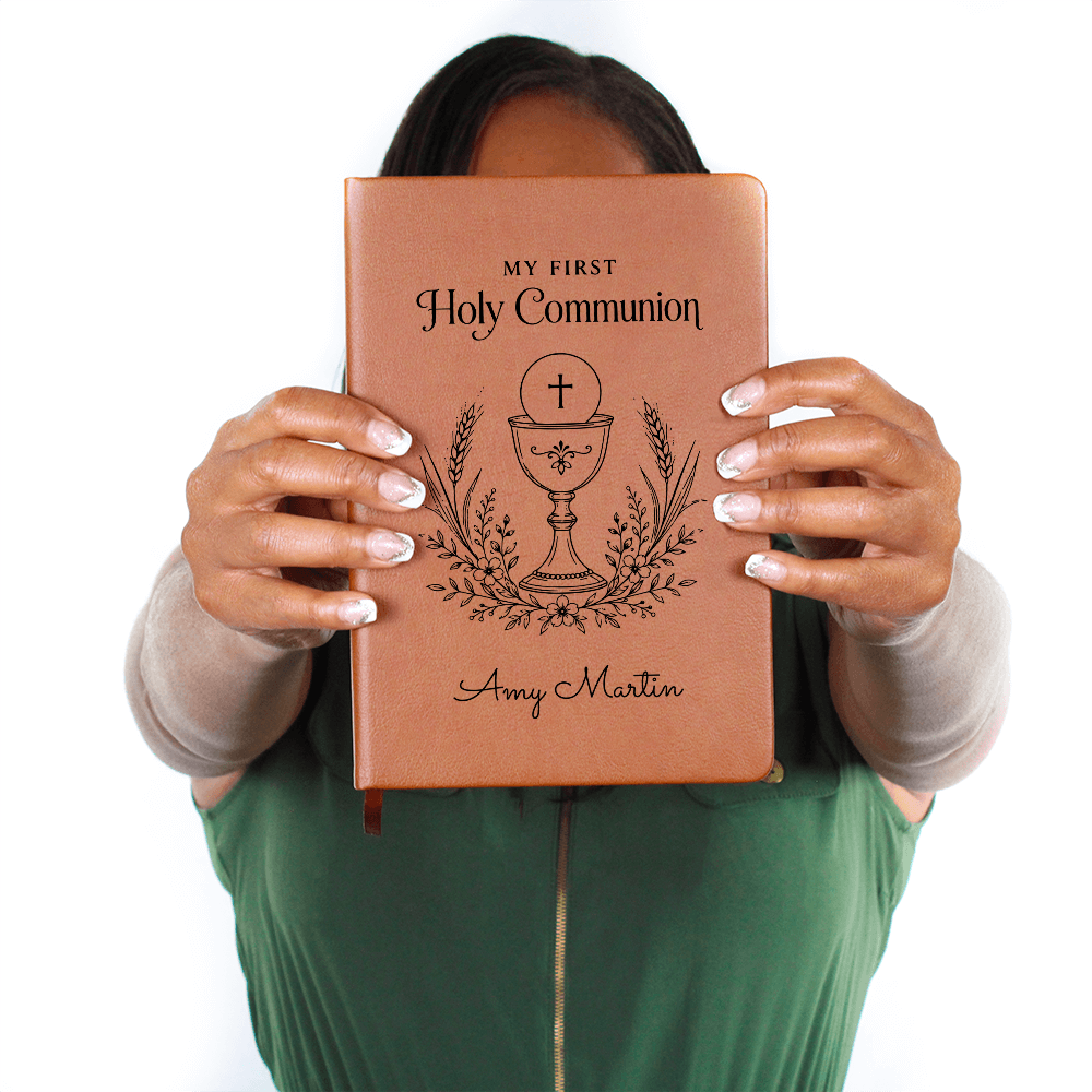 My First Holy Communion Journal — Personalized Keepsake with Chalice & Wheat Wreath Design