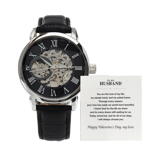 Valentine's Day Gift for Husband – Automatic Skeleton Watch
