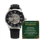 Men's Openwork Watch – Always & Forever Card, Black Leather Band