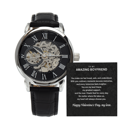Valentine's Day Gift for Boyfriend – Automatic Skeleton Watch