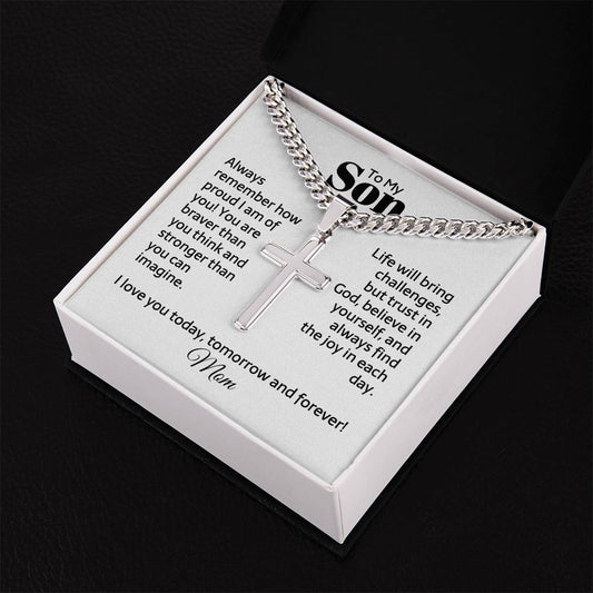 Cuban chain with engraved cross — Christian gift for son | Nordenzi