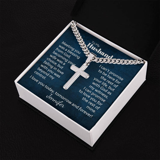 Cuban link chain with engraved cross — Christian gift for husband | Nordenzi