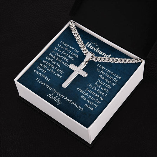 Cuban link chain and engraved cross — Christian gift for husband | Nordenzi