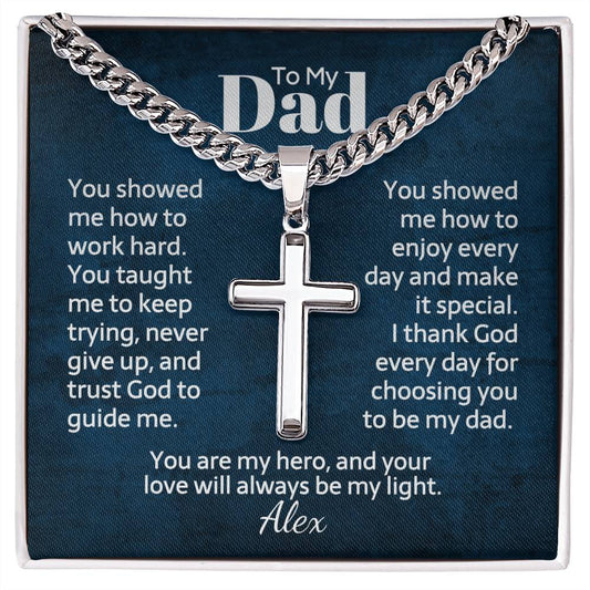 Cuban link chain with engraved cross — Christian gift for dad | The Faith World