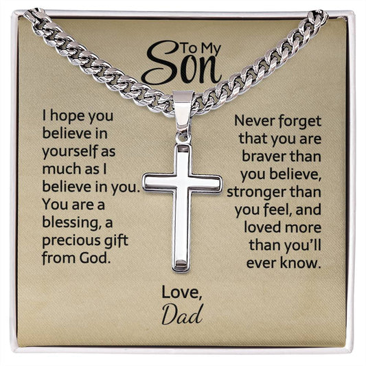 Cuban chain with engraved cross necklace — Christian gift | The Faith World