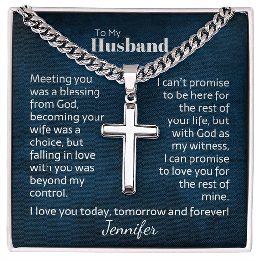 Cuban link chain with engraved cross — Christian gift for husband | The Faith World