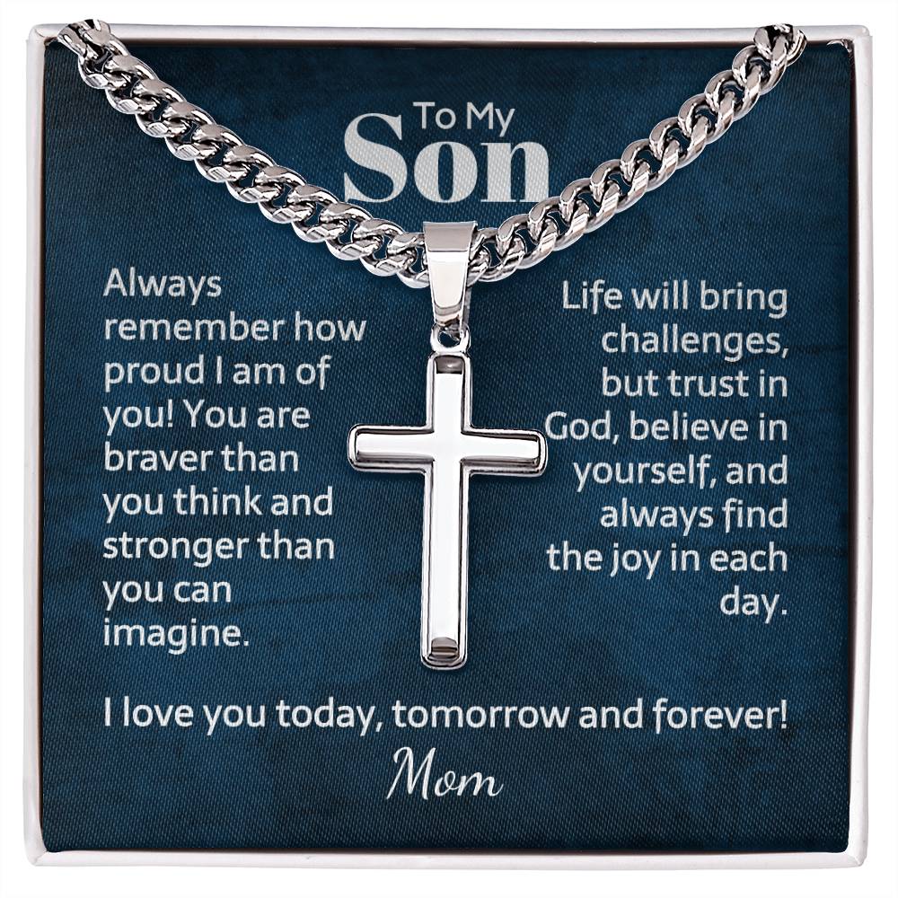 Engraved cross with Cuban chain — personalized Christian gift | Nordenzi