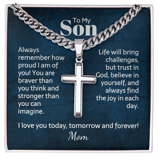 Engraved cross with Cuban chain — personalized Christian gift | The Faith World