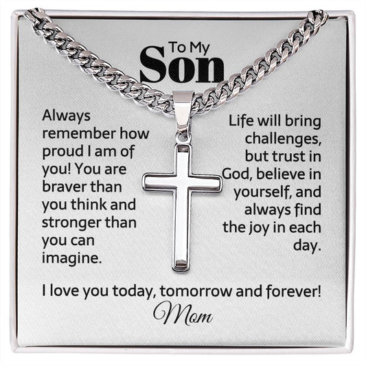 Cuban chain with engraved cross — Christian gift for son | The Faith World