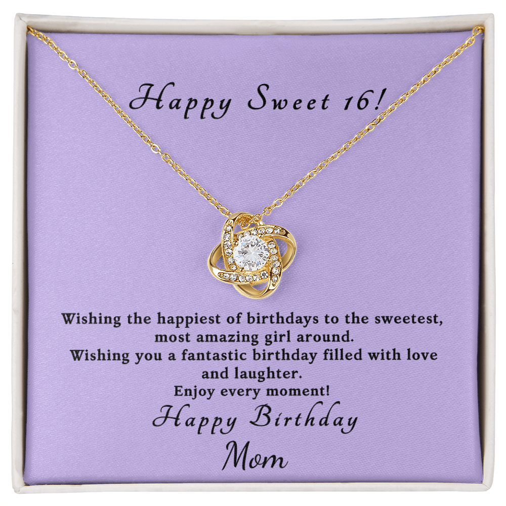 Love knot necklace in gold and silver — sweet 16 birthday gift for daughter | The Faith World