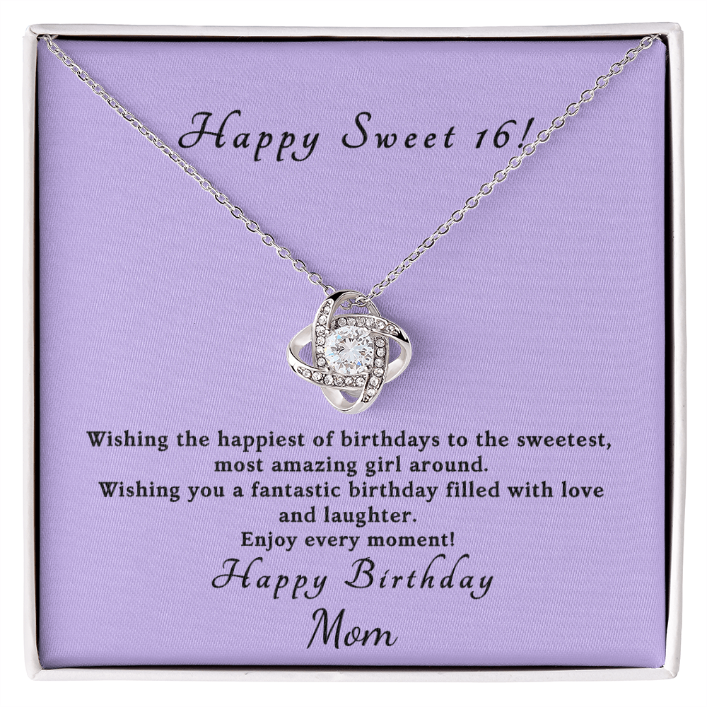 Love knot necklace in gold and silver — sweet 16 birthday gift for daughter | The Faith World