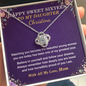 Happy Sweet Sixteen To My Daughter message card with love knot necklace